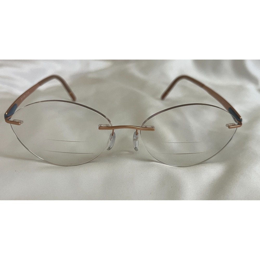 Silhouette 5555 70 3530 Rimless Rose Gold Blue Eyeglasses Frames‎ Austria 15 135